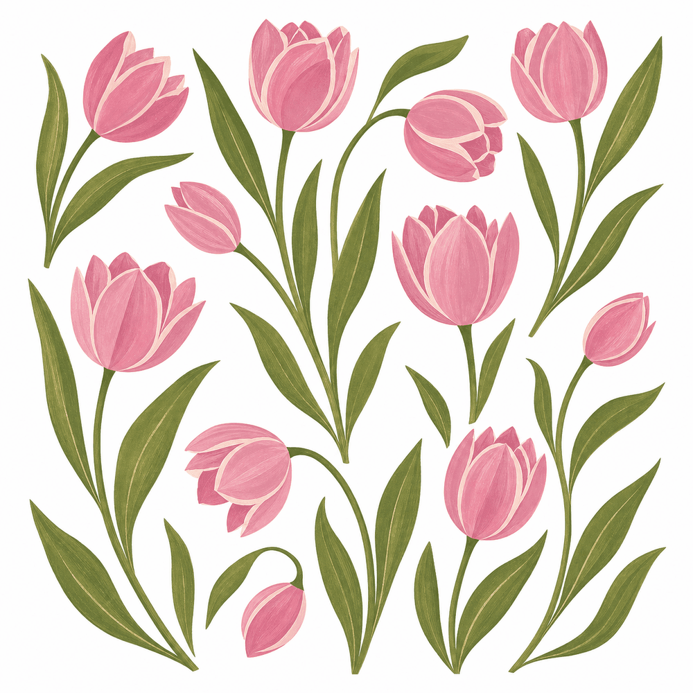 Pink tulip floral pattern
