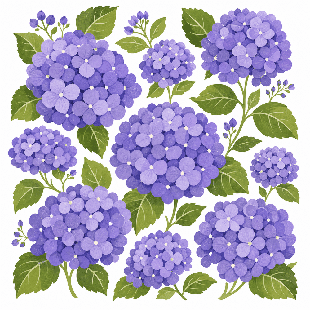Purple hydrangea floral pattern